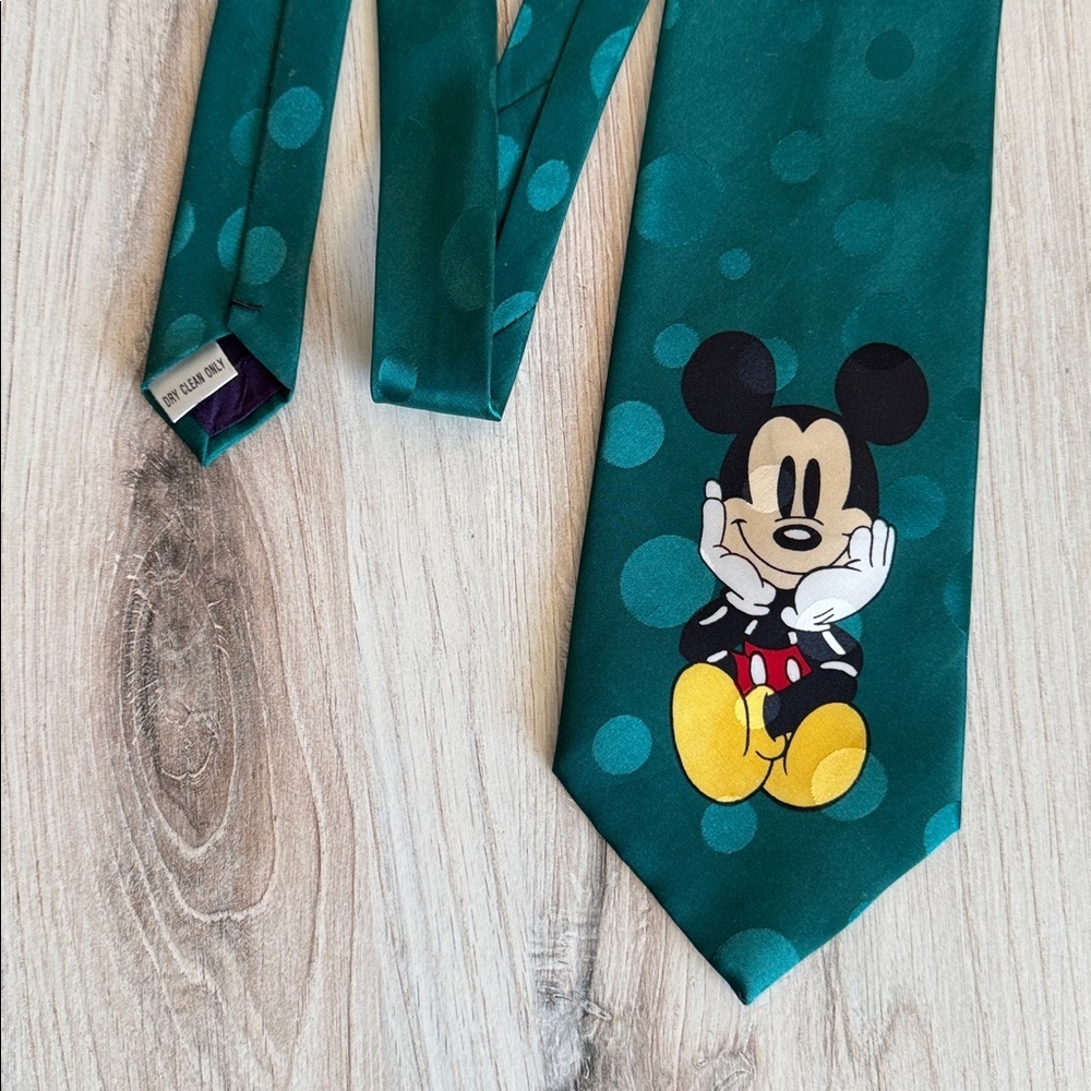 Vintage Mickey Mouse Unlimited Men’s Tie – Rudy Cervantes, Green, 56” - Picture 3 of 5